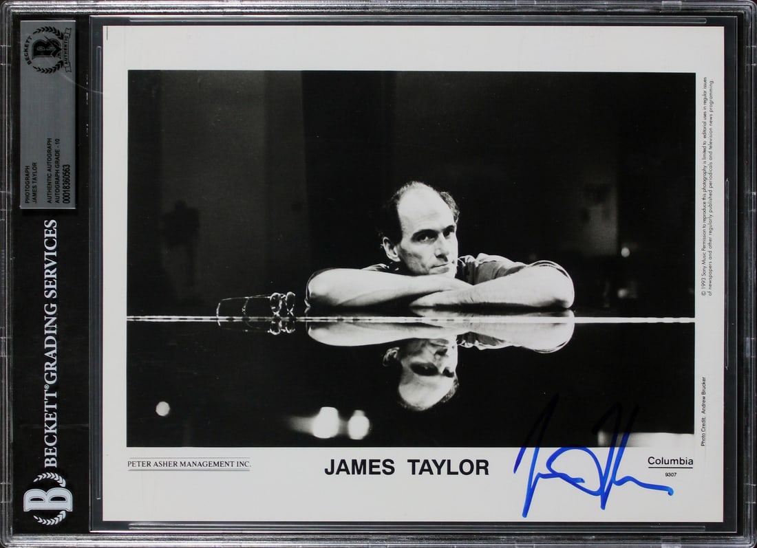 Beckett Authenticated James Taylor Signed 8x10 Black and White Promo Photo (1 of 2)