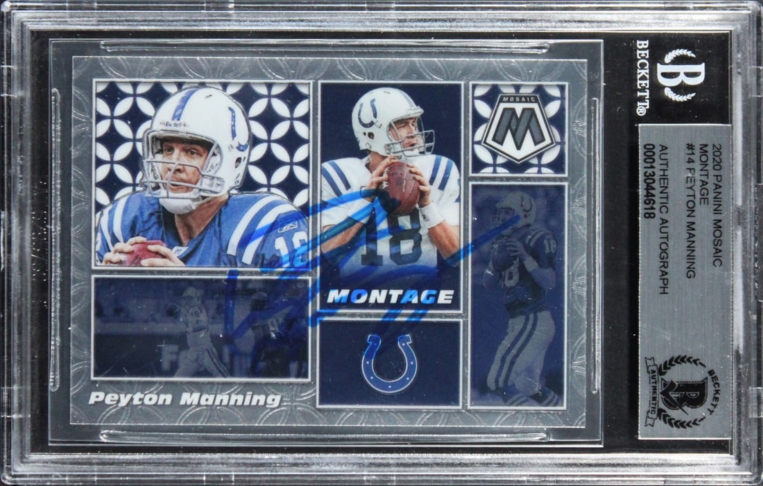 Peyton Manning autographed 2020 Panini Mosaic Montage #14 BAS slabbed (1 of 2)