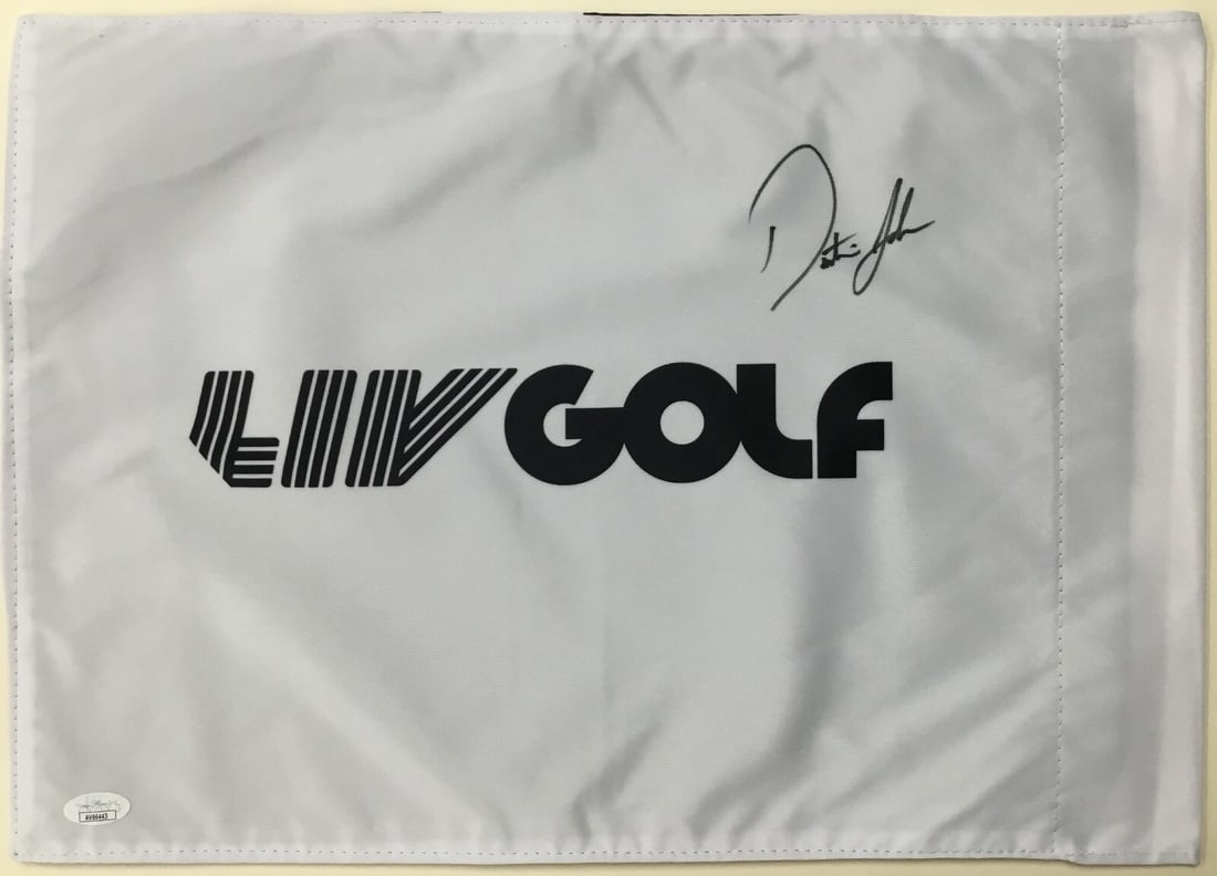 Dustin Johnson LIV 18 Signed Pin Flag JSA Authenticated: Dustin Johnson LIV 18 Signed Pin Flag JSA Authenticated Celebrate the achievements of PGA star Dustin Johnson with this officially licensed LIV 18 signed pin flag. This unique collectible features Joh