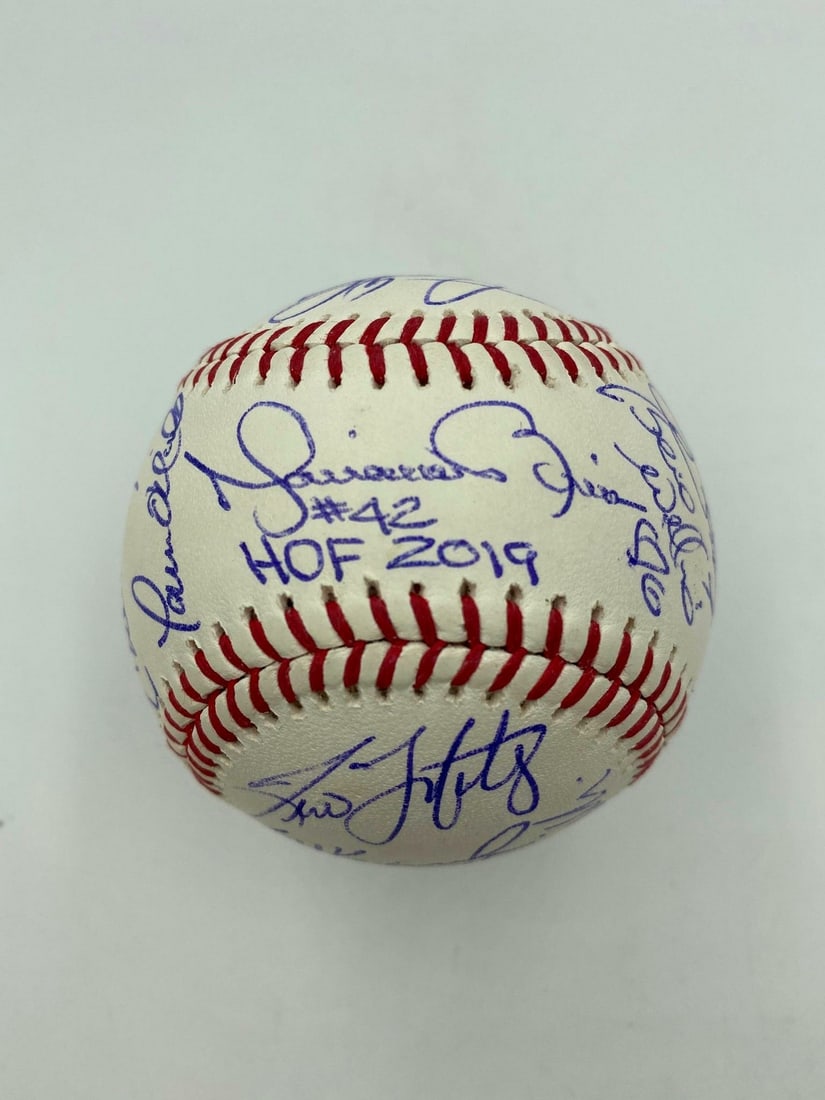 2019 Yankees Old Timers Day Multi-Signed Baseball With Mariano Rivera JSA COA: 2019 Yankees Old Timers Day Multi-Signed Baseball With Mariano Rivera JSA COA This is an original baseball signed during the 2019 Old Timers Day by Mariano Rivera, who inscribed "#42, Hall Of Fame 201
