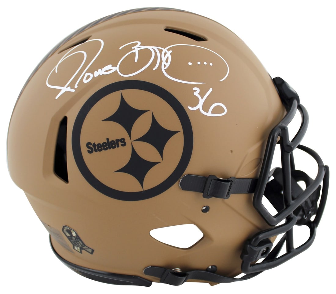Jerome Bettis Signed Pittsburgh Steelers Salute to Service II Helmet BAS Authenticated: Jerome Bettis Signed Pittsburgh Steelers Salute to Service II Helmet BAS Authenticated This is an authentic full-size Speed Proline helmet from the Pittsburgh Steelers, personally signed by Hall of Fa