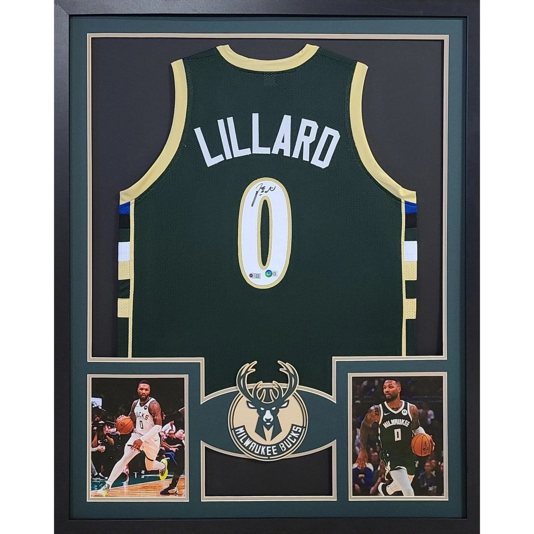 Damian Lillard Framed Signed Jersey Beckett Authenticated 42x34: Damian Lillard Framed Signed Jersey Beckett Authenticated 42x34 This autographed Damian Lillard framed jersey is a stunning piece for any Milwaukee Bucks fan. Authenticated by Beckett, a leading name 