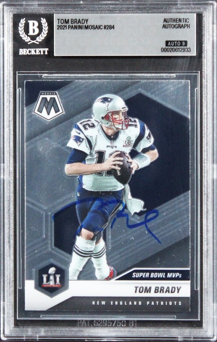 Beckett Authenticated Tom Brady 2021 Panini Mosaic 284 Autograph Card (1 of 2)