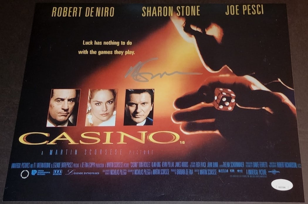 Martin Scorsese Signed 11x14 Casino Movie Photo JSA Authenticated: Martin Scorsese Signed 11x14 Casino Movie Photo JSA Authenticated This is an 11x14 photograph signed by renowned director Martin Scorsese. The autograph has been authenticated by James Spence Authenti