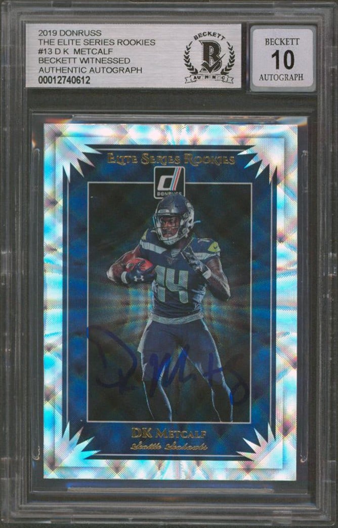 2019 Donruss Elite Series Rookies 13 D.K. Metcalf Auto Card BAS 10 (1 of 2)
