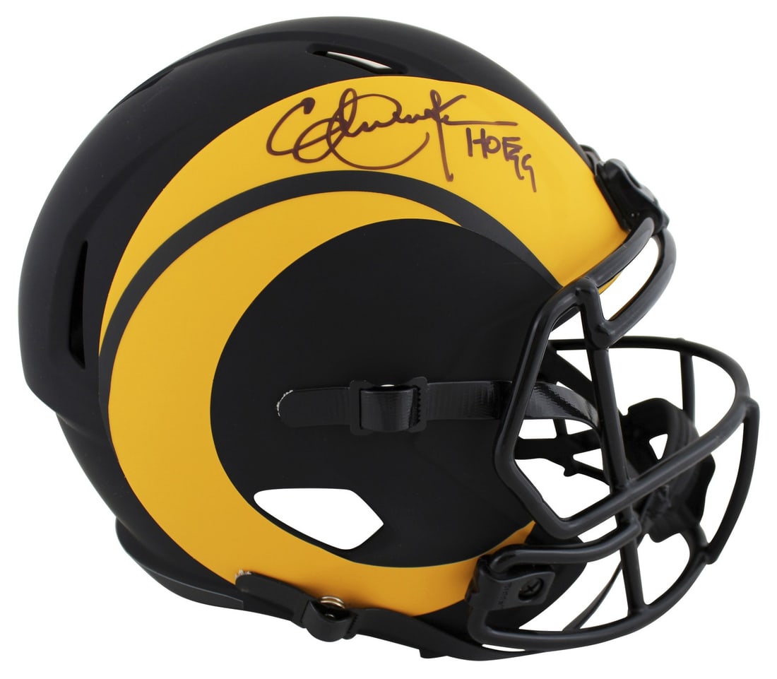 Eric Dickerson Autographed Rams Eclipse Full Size Speed Replica Helmet BAS Witnessed: Eric Dickerson Autographed Rams Eclipse Full Size Speed Replica Helmet BAS Witnessed This Los Angeles Rams Eclipse Full Size Speed Replica Helmet features a hand-signed autograph from Eric Dickerson, 