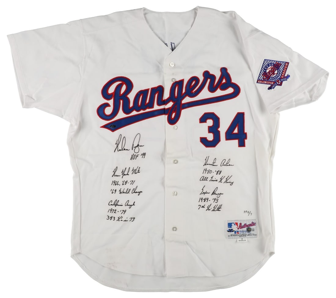 Nolan Ryan Signed Inscribed Texas Rangers Game Model Jersey Beckett Authenticated Limited Edition: Nolan Ryan Signed Inscribed Texas Rangers Game Model Jersey Beckett Authenticated Limited Edition This rare Nolan Ryan signed jersey is a must-have for any baseball enthusiast. This heavily inscribed 