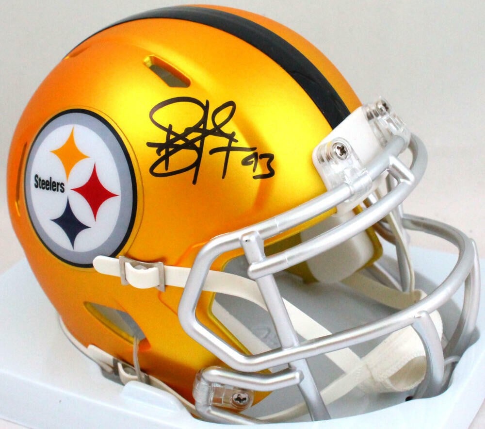 Pittsburgh Steelers Blaze Speed Mini Helmet Signed by Troy Polamalu Beckett: Pittsburgh Steelers Blaze Speed Mini Helmet Signed by Troy Polamalu Beckett This is an original autographed Pittsburgh Steelers Blaze Speed mini helmet signed by Troy Polamalu. It includes a Beckett W