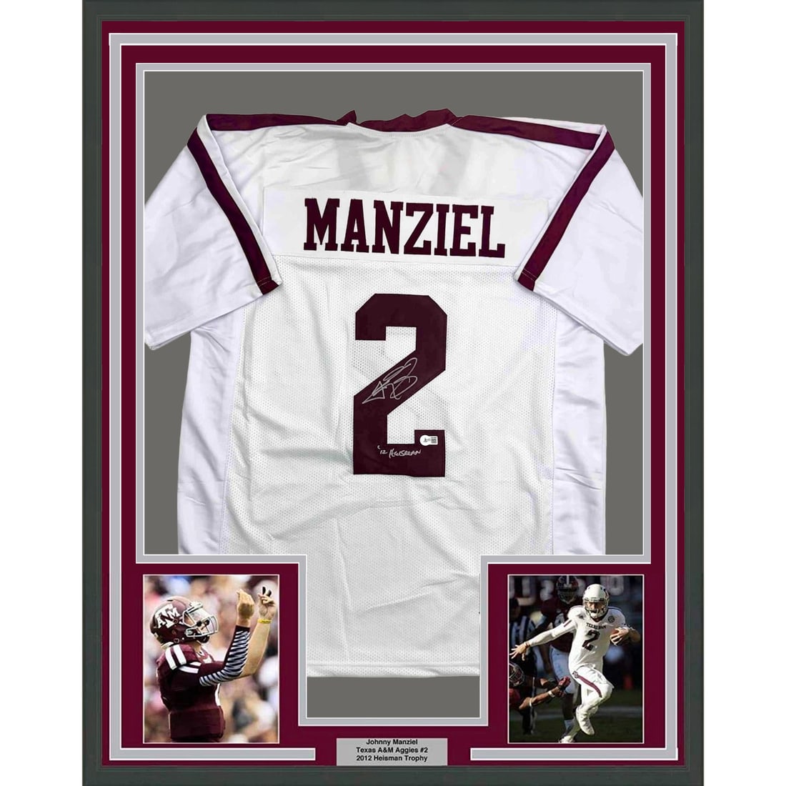 35x39 Framed Johnny Manziel Signed Texas A&M White Jersey JSA COA (1 of 2)