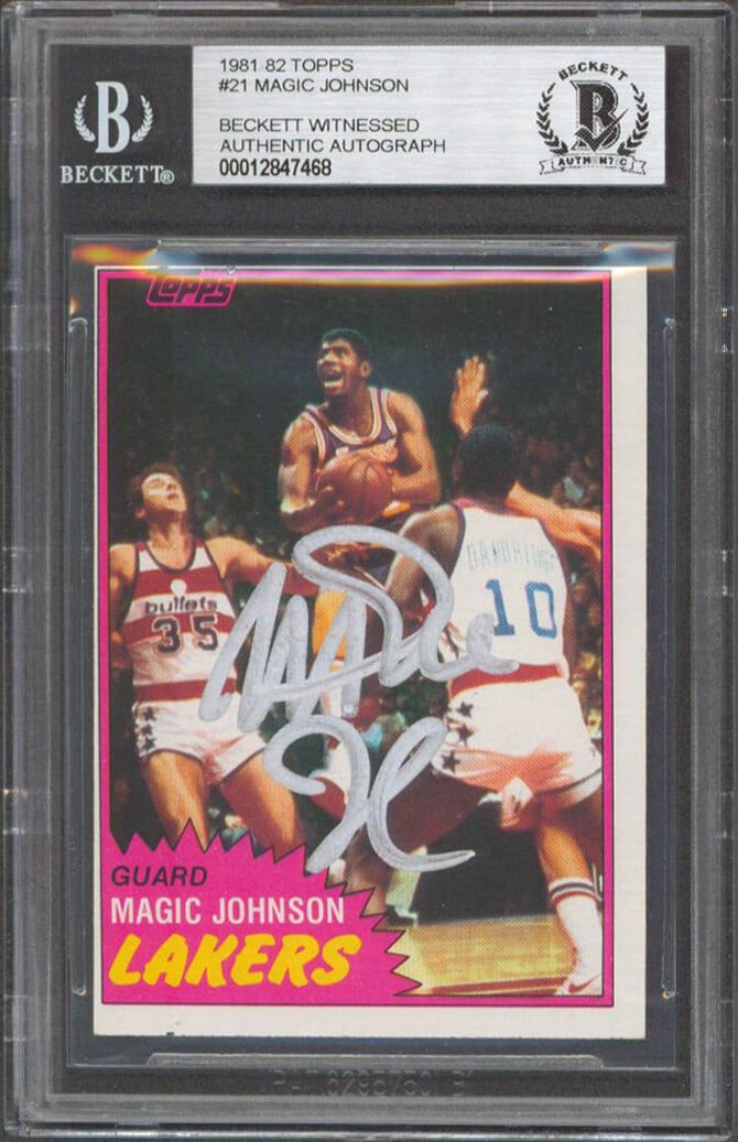 1981 Topps #21 Magic Johnson autographed Lakers card Beckett authenticated (1 of 2)