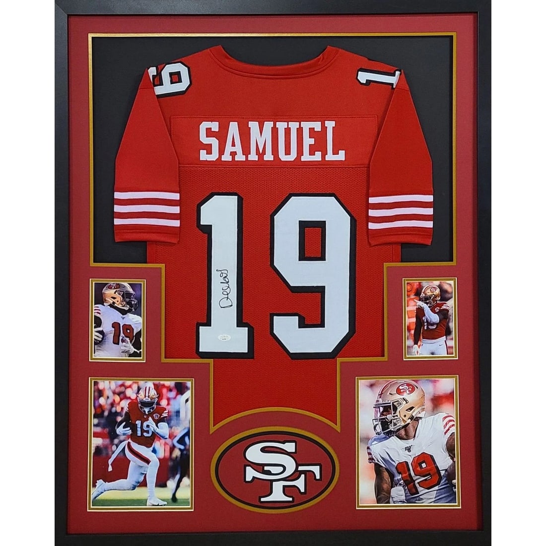 Deebo Samuel Signed Framed Jersey JSA Certified San Francisco 49ers: Deebo Samuel Signed Framed Jersey JSA Certified San Francisco 49ers This is an autographed Deebo Samuel framed jersey from the San Francisco 49ers. The jersey is authenticated by JSA, a leading certif