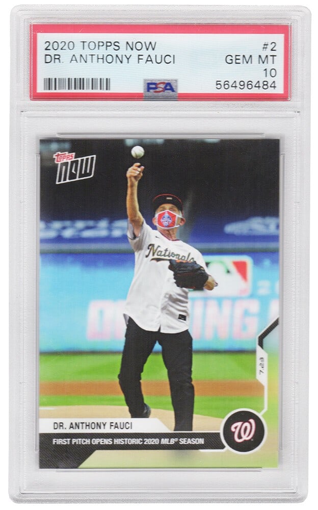 Dr Anthony Fauci 2020 Topps Now Opening Day Card PSA 10: Dr Anthony Fauci 2020 Topps Now Opening Day Card PSA 10 This listing features a 2020 Topps Now Opening Day Trading Card #2, depicting Dr. Anthony Fauci during the iconic Nationals vs. Yankees matchup.