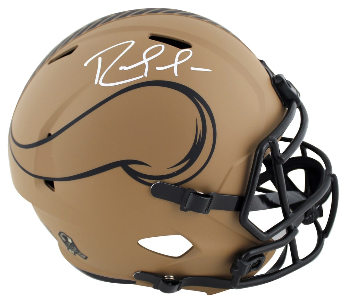 Randy Moss Autographed 2023 Vikings Salute To Service II Full Size Helmet BAS Witnessed: Randy Moss Autographed 2023 Vikings Salute To Service II Full Size Helmet BAS Witnessed This authentic full-size speed replica helmet commemorates the Minnesota Vikings' Salute to Service II and has b