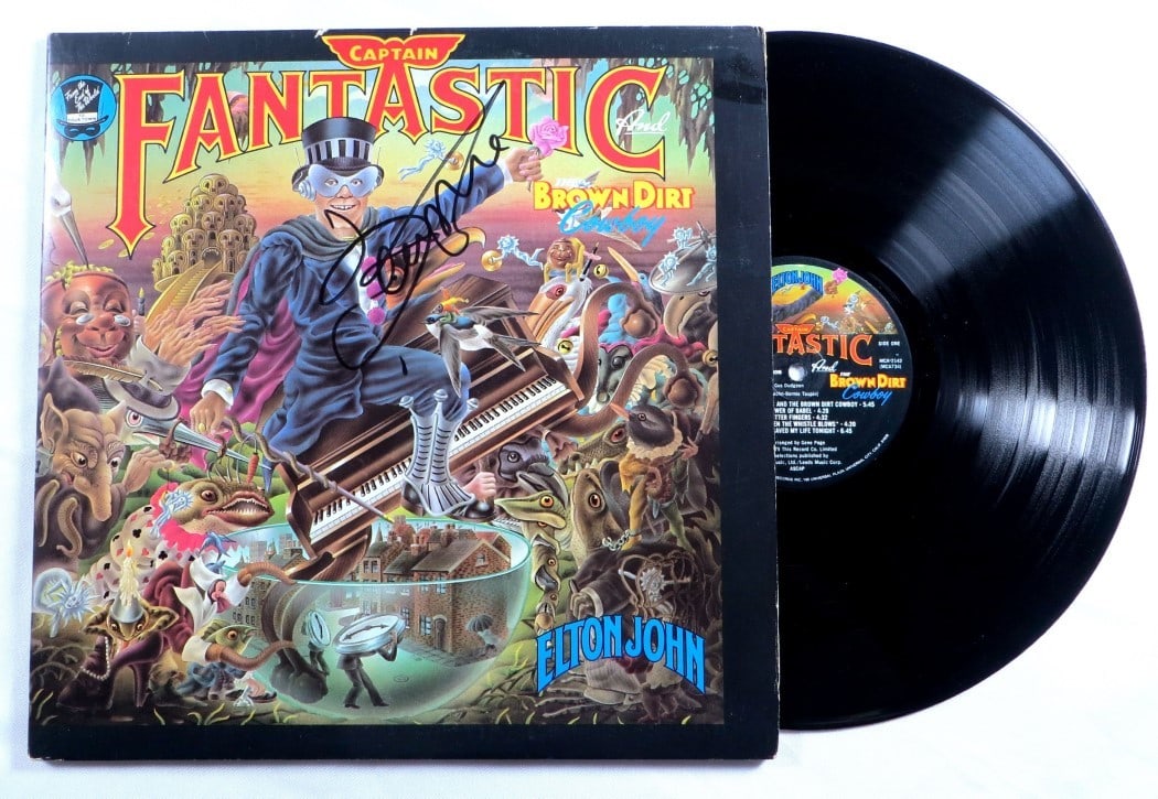 Bernie Taupin Autographed Captain Fantastic Album Cover JSA Certified (1 of 4)