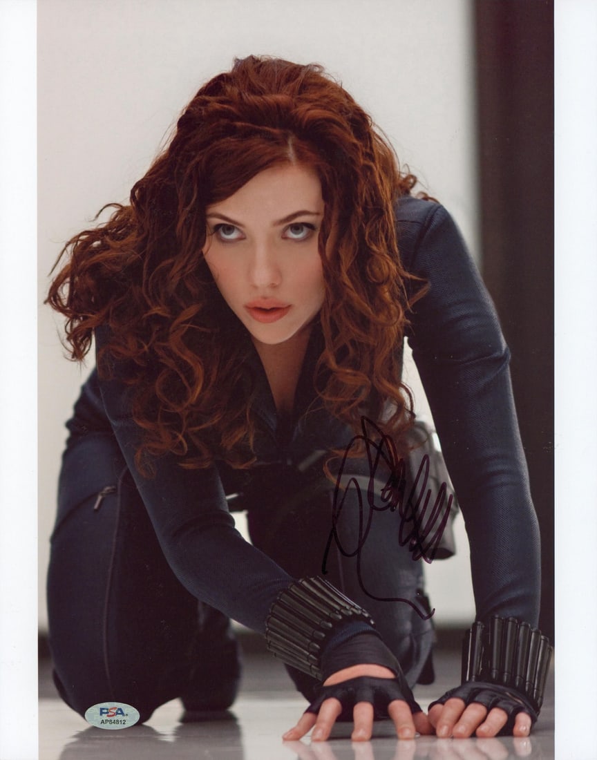 Scarlett Johansson signed Black Widow 11x14 photo PSA DNA: Scarlett Johansson signed Black Widow 11x14 photo PSA DNA This 11x14 photograph features Scarlett Johansson as Black Widow and has been personally signed by the actress. The autograph is authenticated