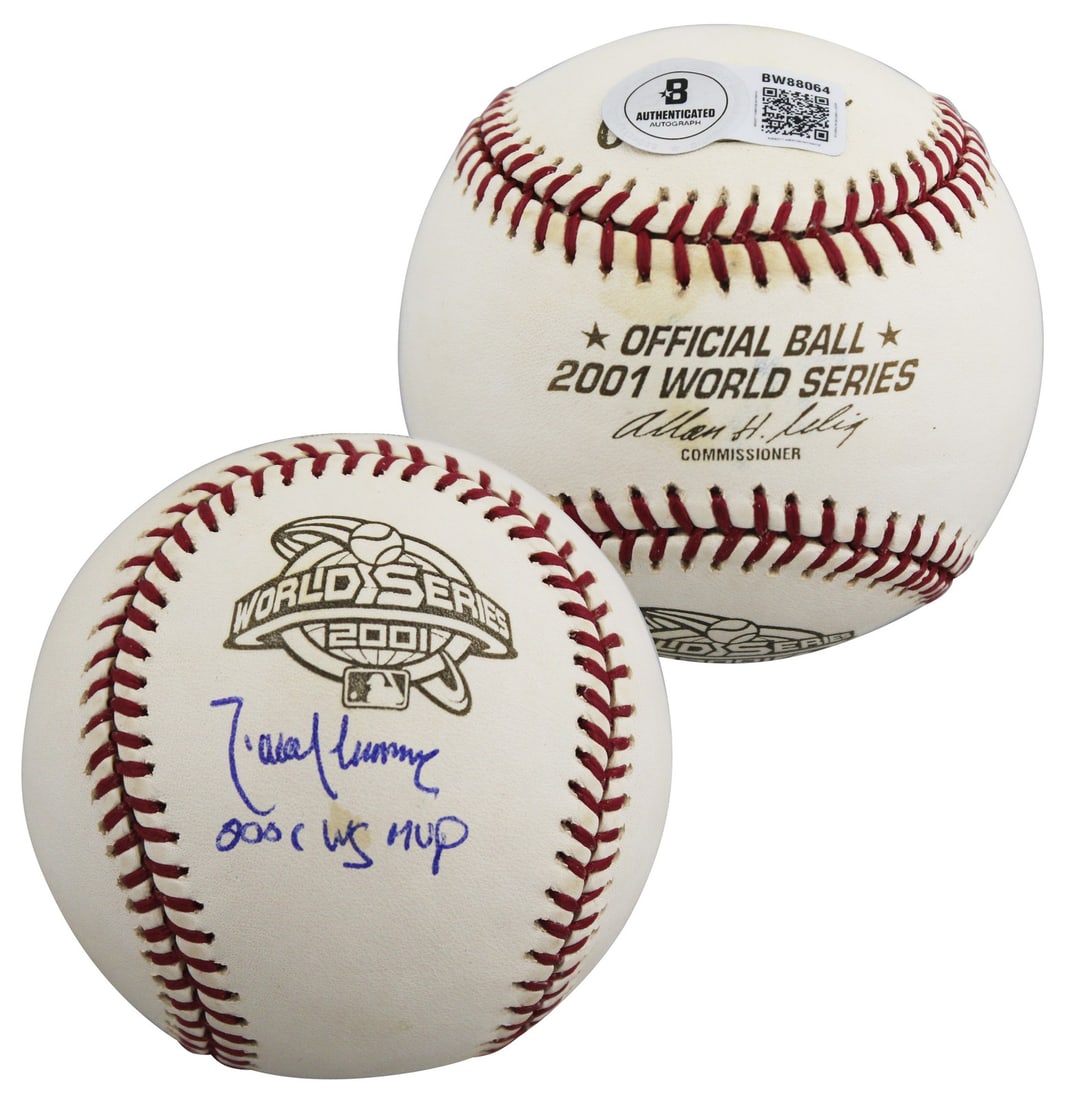 Randy Johnson signed 2001 World Series logo baseball BAS Beckett: Randy Johnson signed 2001 World Series logo baseball BAS Beckett Autographed 2001 World Series Logo baseball personally signed by Randy Johnson of the Arizona Diamondbacks, featuring the inscription "