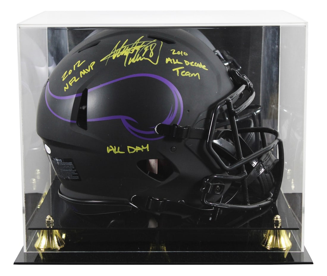 Adrian Peterson autographed Vikings Riddell full size Speed helmet Beckett witnessed (1 of 4)