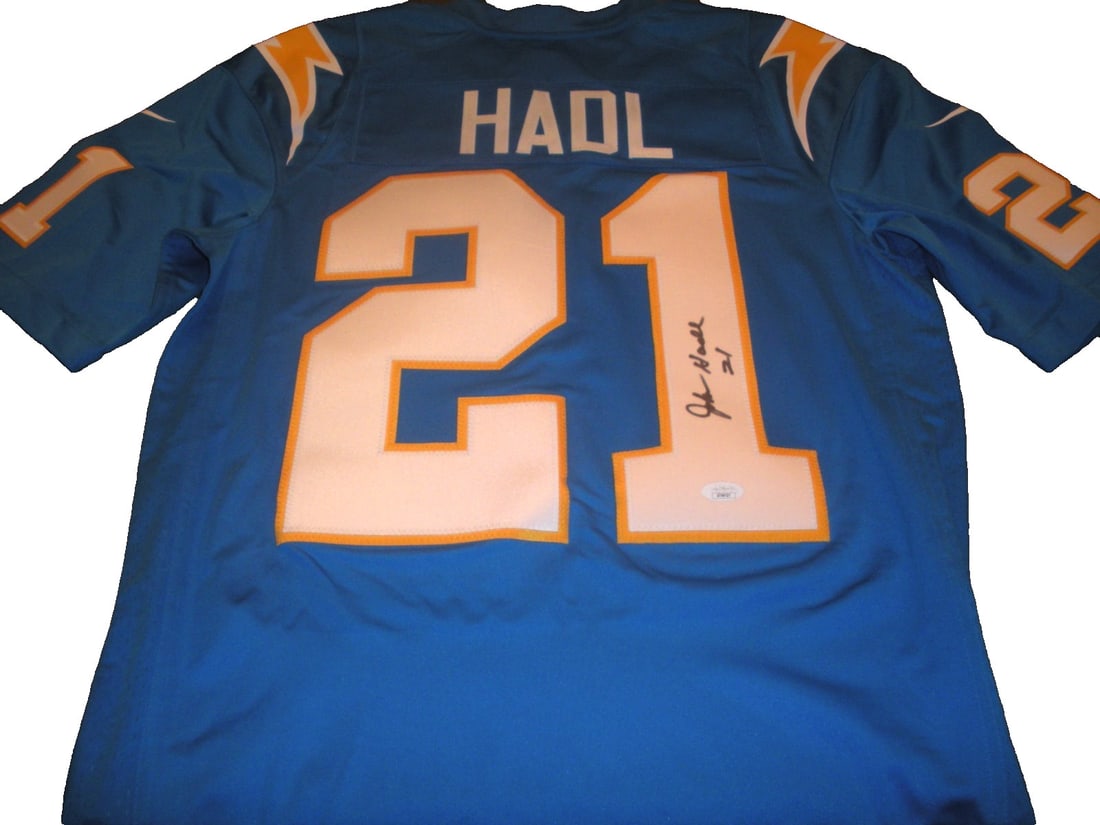 Nike San Diego Chargers Jersey Signed by John Hadl with JSA COA: Nike San Diego Chargers Jersey Signed by John Hadl with JSA COA This is an official licensed Nike jersey autographed by John Hadl of the San Diego Chargers. The jersey is an original collectible item 