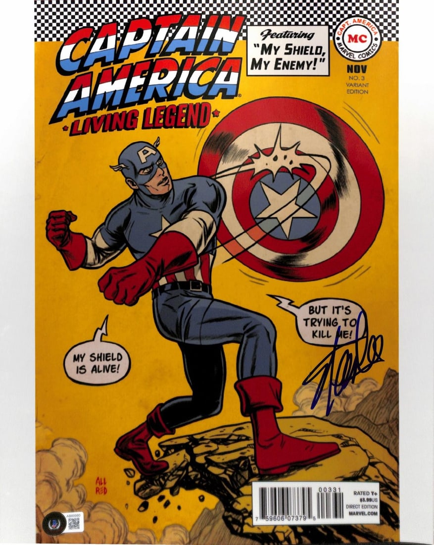 Stan Lee autographed Captain America 11x14 metallic photo Beckett LOA (1 of 1)