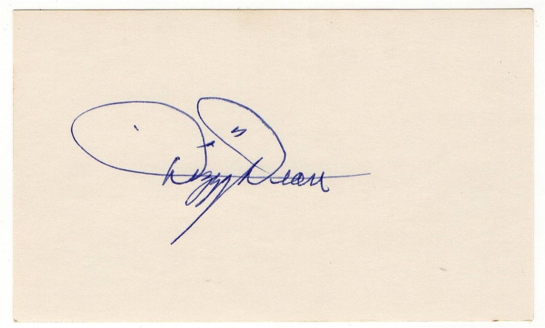 Dizzy Dean Autographed 3X5 Index Card Cardinals JSA Authentication: Dizzy Dean Autographed 3X5 Index Card Cardinals JSA Authentication This is an original 3X5 index card autographed by Hall of Famer Dizzy Dean, a legendary player for the St. Louis Cardinals. The autog