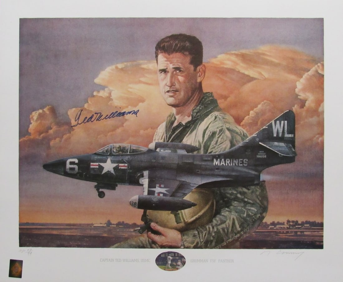 Williams and F9F Panther Limited Lithograph Signed by Ted Williams and Corning (1 of 4)