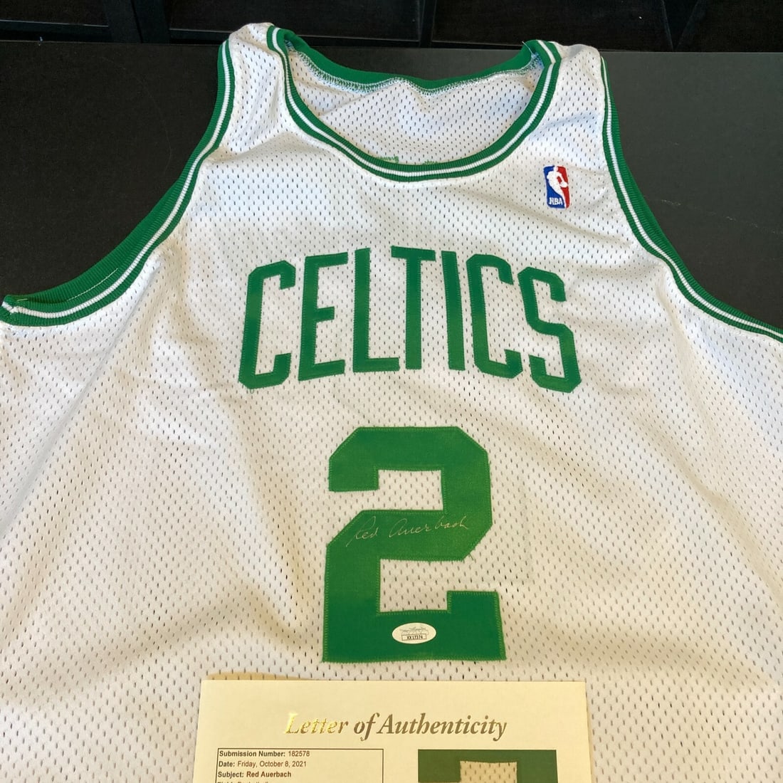 Rare Red Auerbach Signed 1994-95 Celtics Jersey with JSA COA: Rare Red Auerbach Signed 1994-95 Celtics Jersey with JSA COA Own a piece of basketball history with this rare Red Auerbach signed 1994-95 Boston Celtics Pro Cut authentic jersey. This original jersey 