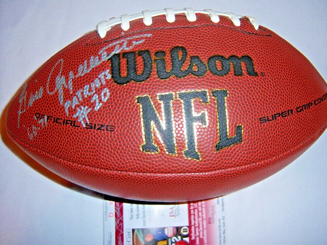 Autographed Football by Gino Cappelletti with JSA COA Patriots NFL (1 of 1)