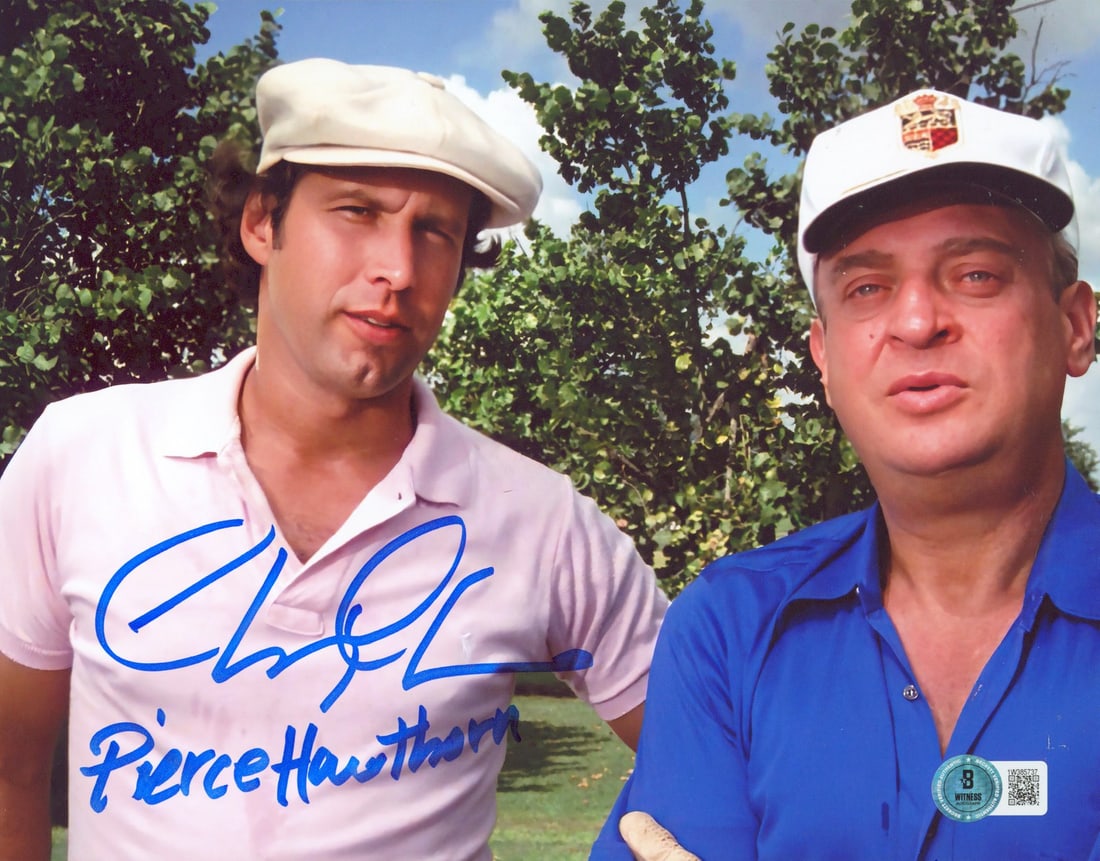 Chevy Chase Caddyshack Signed 8x10 Photo BAS Authenticated: Chevy Chase Caddyshack Signed 8x10 Photo BAS Authenticated This is an original autographed 8x10 photograph featuring Chevy Chase as "Pierce Hawthorne" from the iconic film Caddyshack. The photo is per