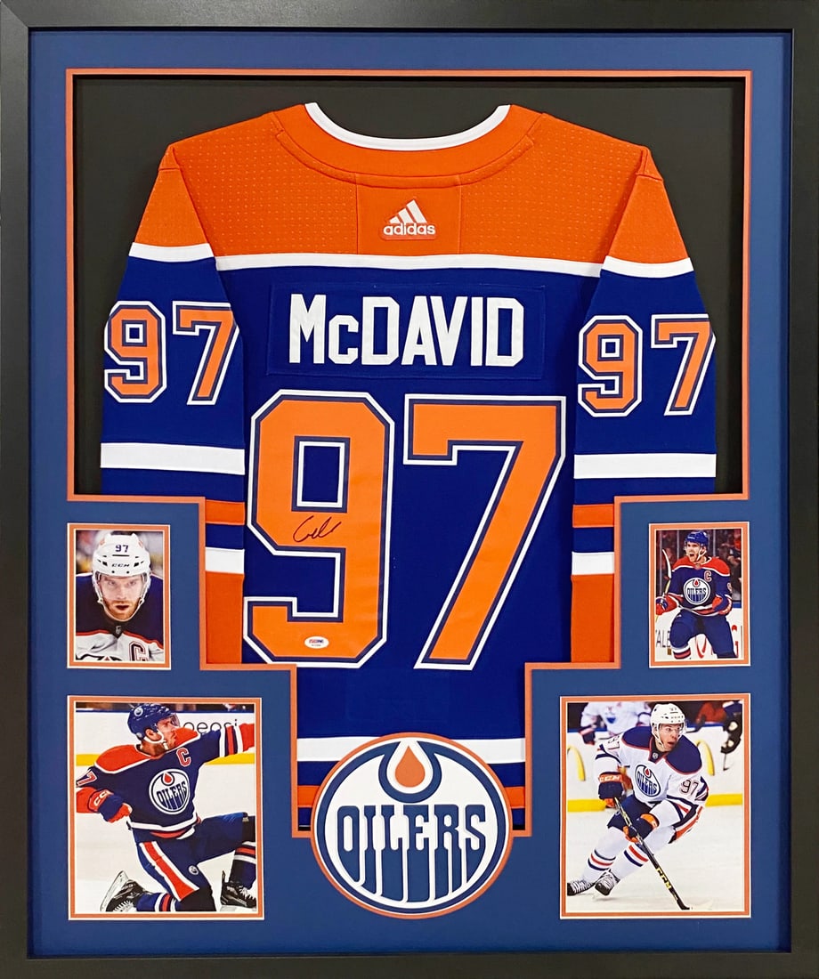 Connor McDavid Autographed Framed Jersey PSA/DNA Edmonton Oilers (1 of 2)