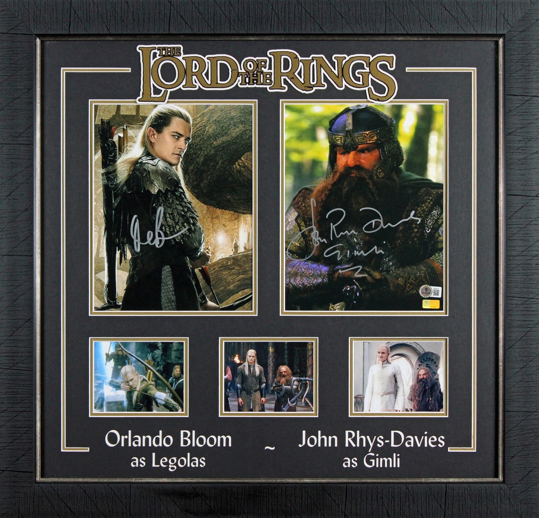 Framed 8x10 Lord of the Rings Photo Signed by Bloom and Rhys-Davies BAS (1 of 4)