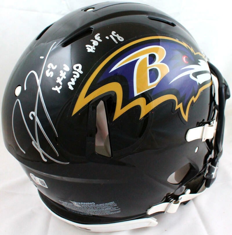 Ray Lewis signed Baltimore Ravens Speed Authentic helmet Beckett 2 inscriptions (1 of 12)