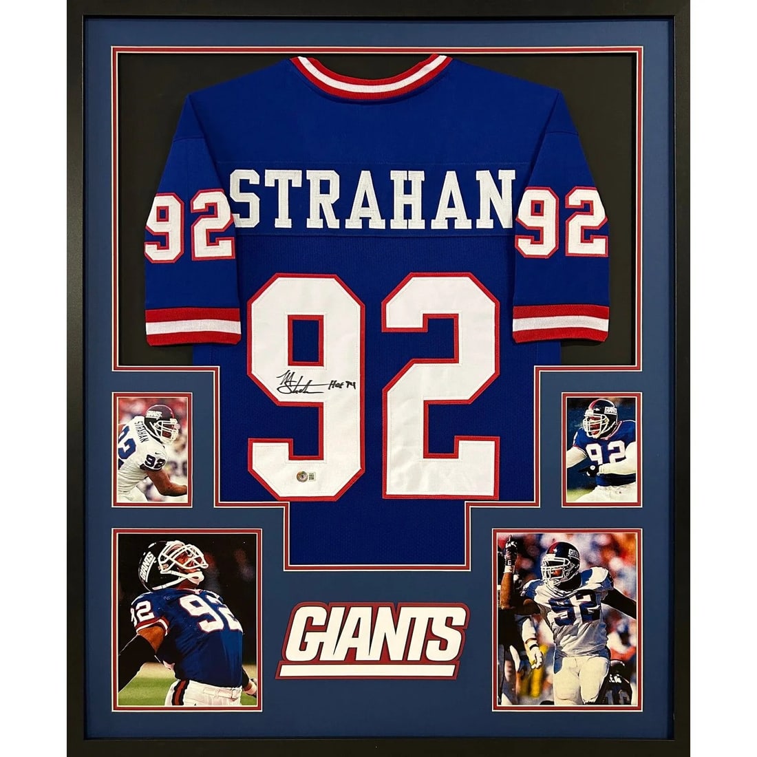 Michael Strahan Signed NY Giants Framed Rookie Jersey Beckett Authenticated: Michael Strahan Signed NY Giants Framed Rookie Jersey Beckett Authenticated Celebrate the legacy of Michael Strahan with this stunning framed and autographed NY Giants rookie jersey. Authenticated by 