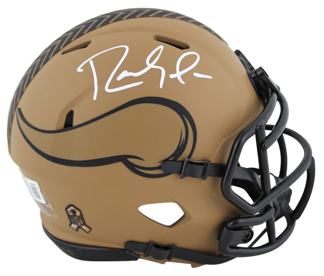 Randy Moss Autographed Vikings Salute To Service II Speed Mini Helmet Beckett BAS: Randy Moss Autographed Vikings Salute To Service II Speed Mini Helmet Beckett BAS This Minnesota Vikings Salute To Service II Riddell Speed Mini Helmet has been personally signed by Randy Moss. The he