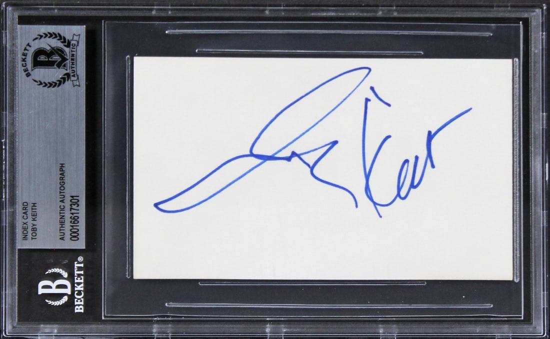 Toby Keith Signed 3x5 Index Card Autographed BAS Certified: Toby Keith Signed 3x5 Index Card Autographed BAS Certified This authentic autographed 3x5 index card features the signature of Toby Keith, the renowned singer. Each card is slabbed for protection and 