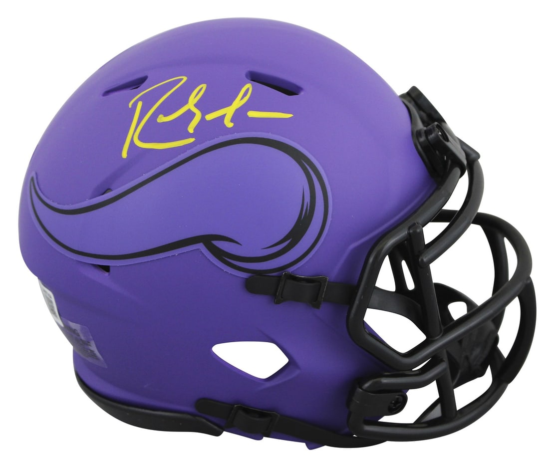 Randy Moss Signed Vikings Rave Speed Mini Helmet BAS Authenticated: Randy Moss Signed Vikings Rave Speed Mini Helmet BAS Authenticated This authentic autographed mini helmet features the signature of Randy Moss, a legendary player for the Minnesota Vikings. The helmet