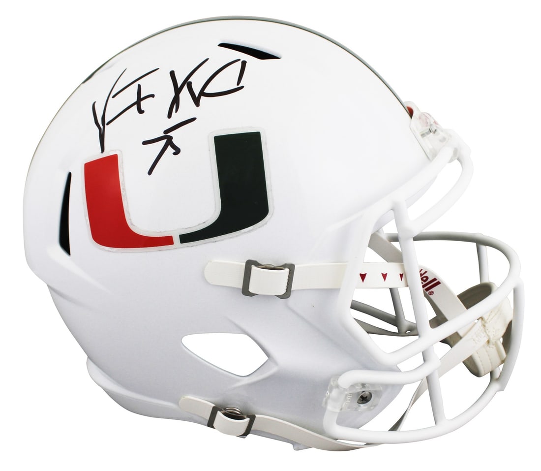 Vince Wilfork Miami Hurricanes Signed Full Size Speed Helmet BAS Witnessed: Vince Wilfork Miami Hurricanes Signed Full Size Speed Helmet BAS Witnessed This authentic full-size Riddell Speed replica helmet has been personally signed by Vince Wilfork, the renowned player from t