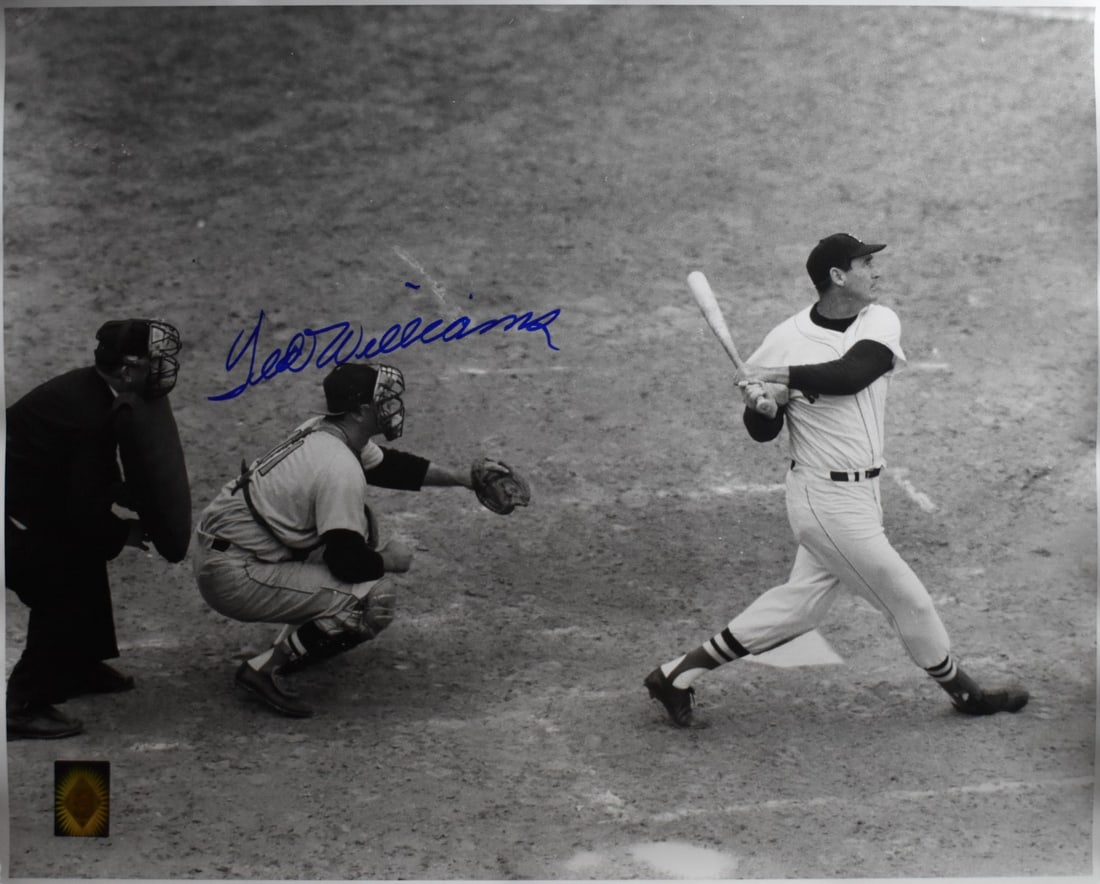 Ted Williams HOF Autographed 16x20 Red Sox Photo Green Diamond Hologram: Ted Williams HOF Autographed 16x20 Red Sox Photo Green Diamond Hologram Original signed Ted Williams Hall of Fame 16x20 photo featuring the Boston Red Sox. This baseball collectible includes a Green D