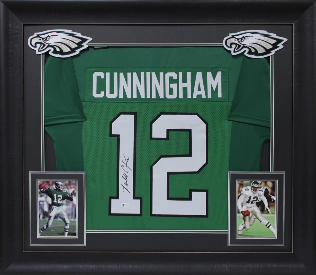 Framed Philadelphia Eagles Jersey Signed by Randall Cunningham Beckett Witnessed (1 of 1)