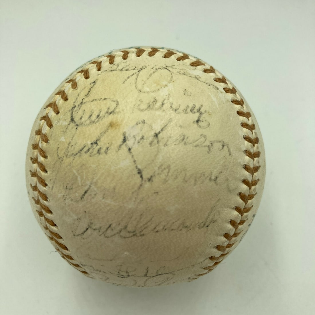 1955 Brooklyn Dodgers Team Signed Baseball Jackie Robinson JSA COA 23 Signatures (1 of 11)