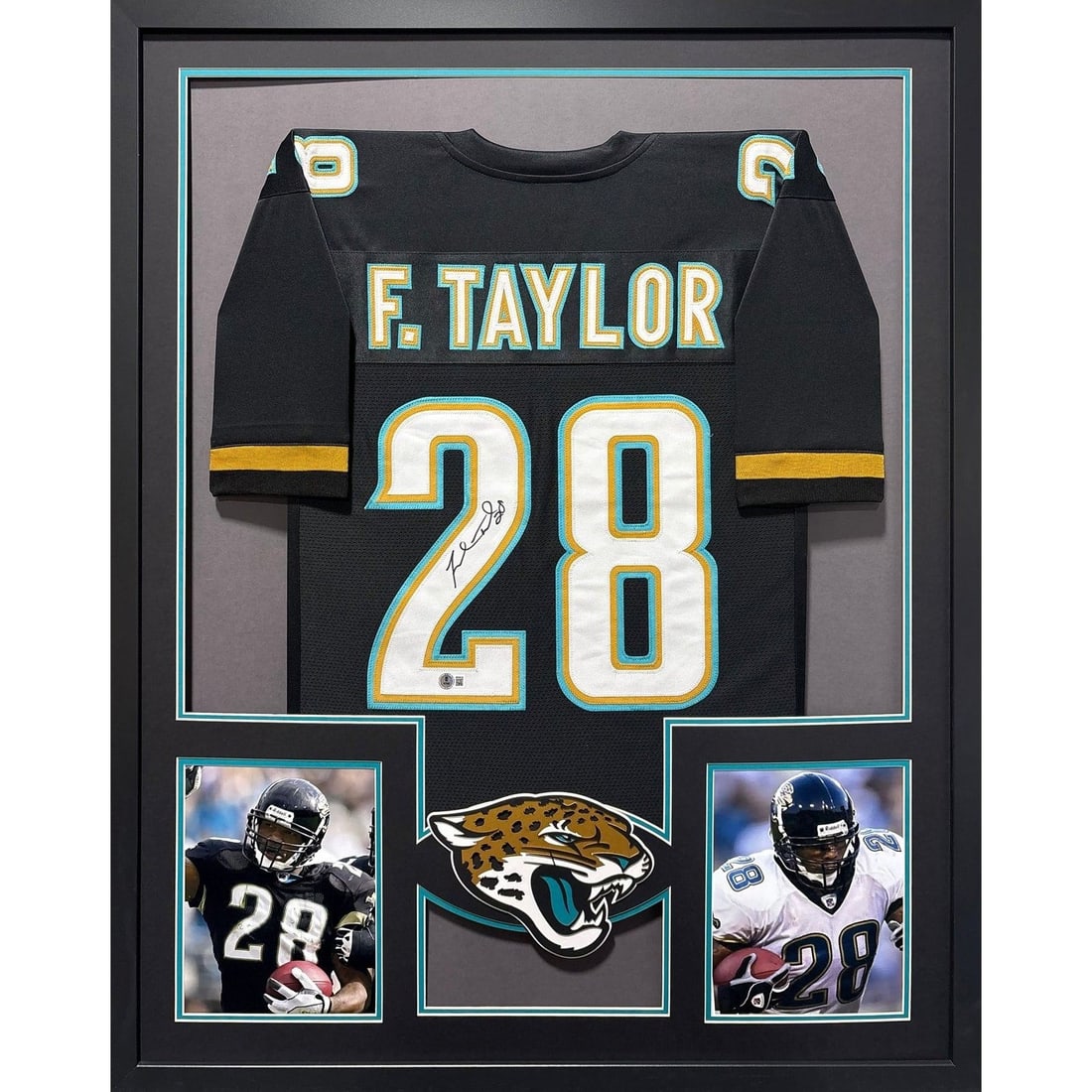 Framed Fred Taylor Jaguars autographed black jersey Beckett authenticated (1 of 2)