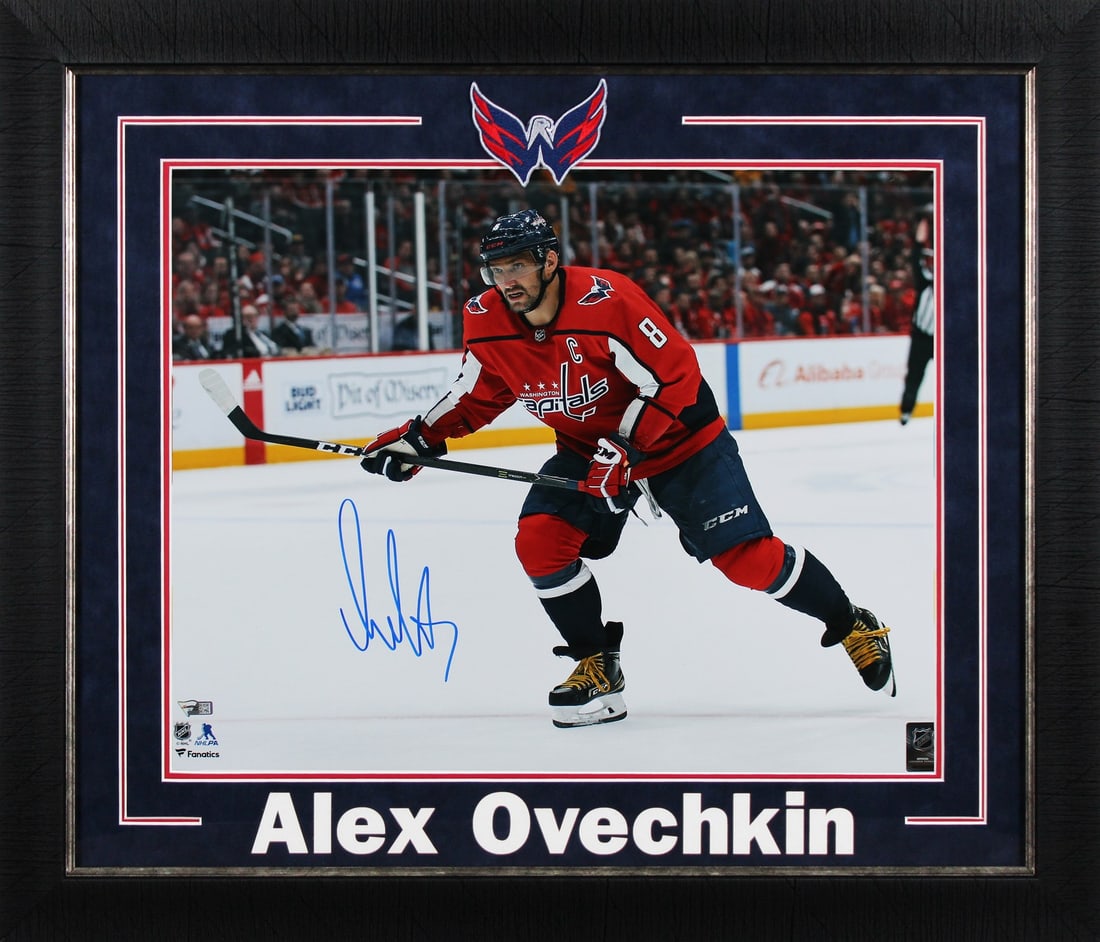 Alex Ovechkin Signed 16x20 Framed Photo Washington Capitals Fanatics: Alex Ovechkin Signed 16x20 Framed Photo Washington Capitals Fanatics Celebrate the legacy of Alex Ovechkin with this stunning 16x20 horizontal shooting photo, framed beautifully for display. This orig