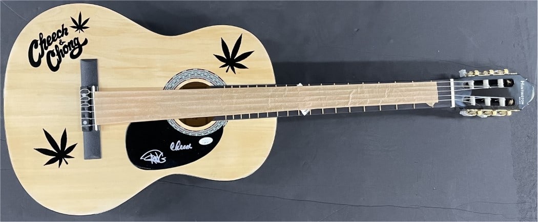 Autographed Guitar Pickguard Cheech & Chong Silver Ink JSA COA (1 of 3)