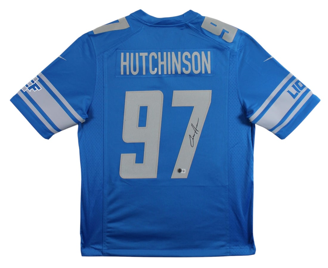 Aidan Hutchinson Signed Blue Nike Limited Jersey Detroit Lions BAS Authenticated: Aidan Hutchinson Signed Blue Nike Limited Jersey Detroit Lions BAS Authenticated Celebrate your fandom with this authentic blue Nike limited jersey, personally signed by Aidan Hutchinson of the Detroi