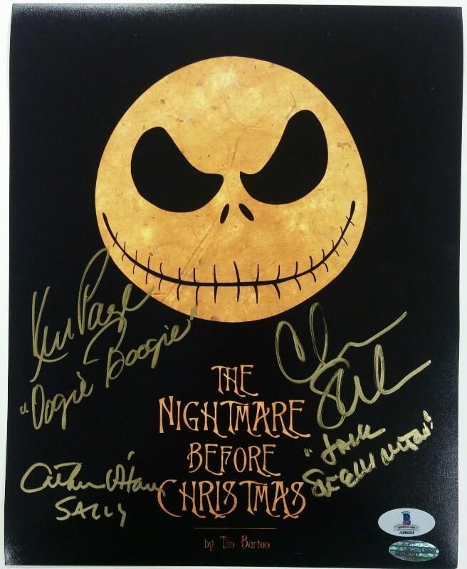8x10 Nightmare Before Christmas Photo Triple Signed Sarandon O'Hara Page Beckett COA: 8x10 Nightmare Before Christmas Photo Triple Signed Sarandon O'Hara Page Beckett COA This is an original 8x10 photograph from "The Nightmare Before Christmas" signed by three individuals: Chris Sarand