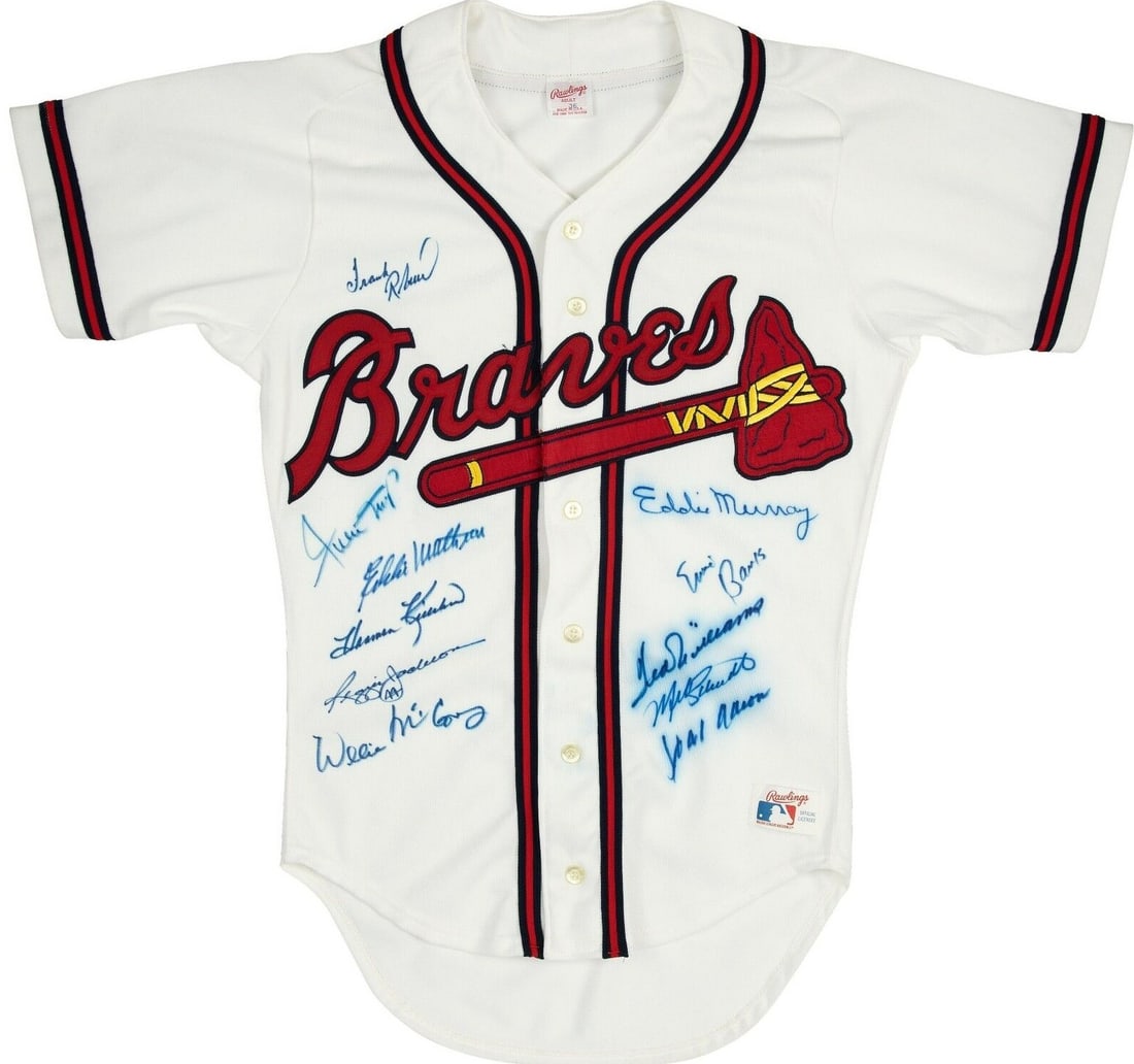 500 Home Run Club Signed Jersey Ted Williams Hank Aaron Willie Mays Beckett LOA: 500 Home Run Club Signed Jersey Ted Williams Hank Aaron Willie Mays Beckett LOA Celebrate baseball history with this signed jersey from the legendary 500 Home Run Club. This original Rawlings size 36 