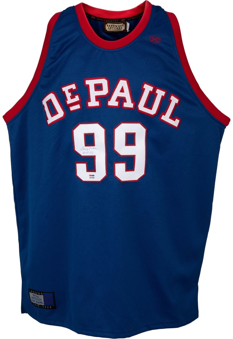 George Mikan Signed DePaul Demons Jersey PSA Authentic HOF 1959: George Mikan Signed DePaul Demons Jersey PSA Authentic HOF 1959 Celebrate the legacy of basketball legend George Mikan with this authentic DePaul University Demons jersey, signed by the Hall of Famer 