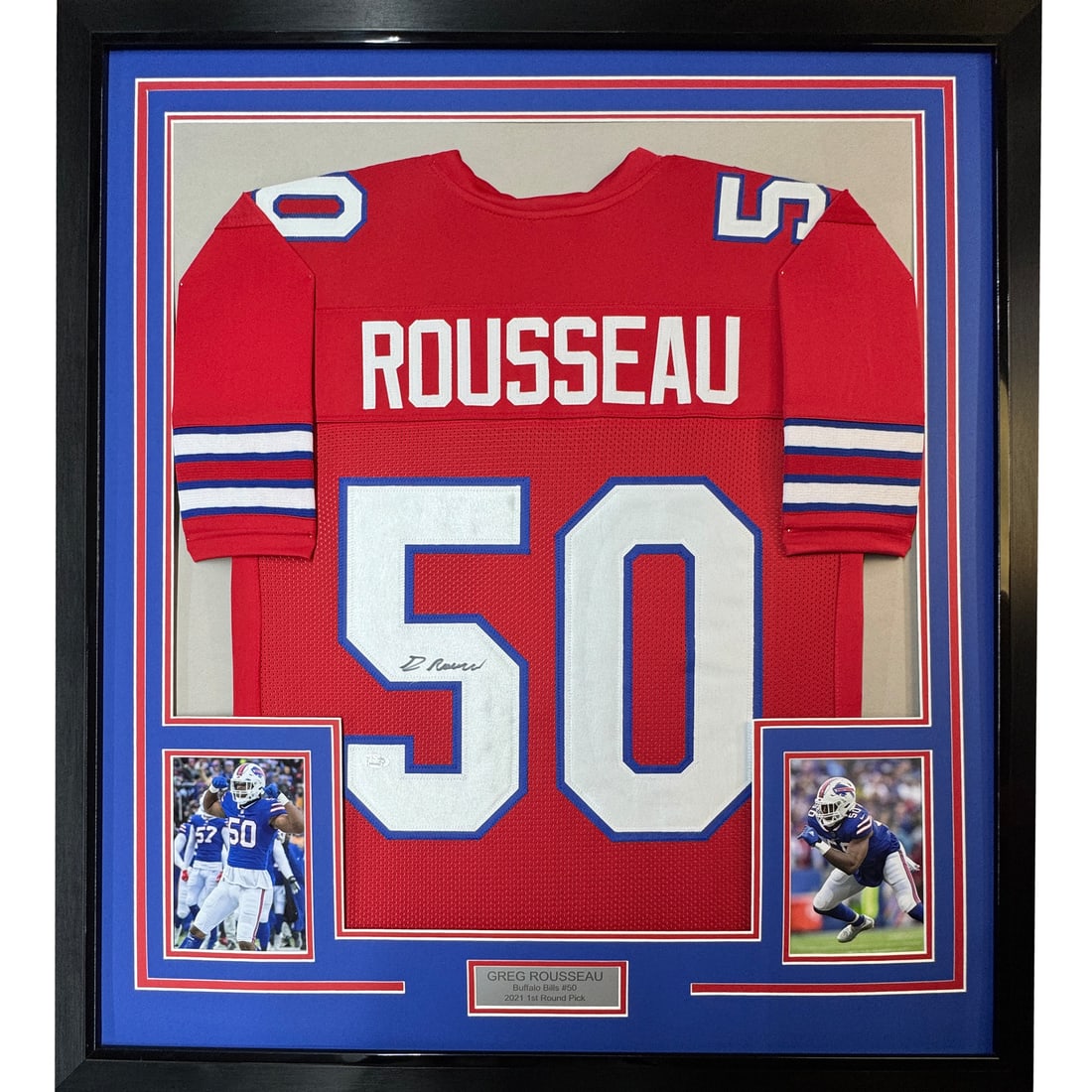 Greg Rousseau framed Buffalo Bills red jersey with JSA COA (1 of 2)