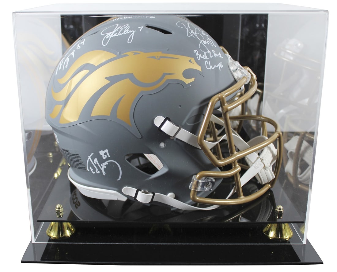 Denver Broncos Helmet Signed by Elway Sharpe McCaffrey Smith with Beckett Case (1 of 4)