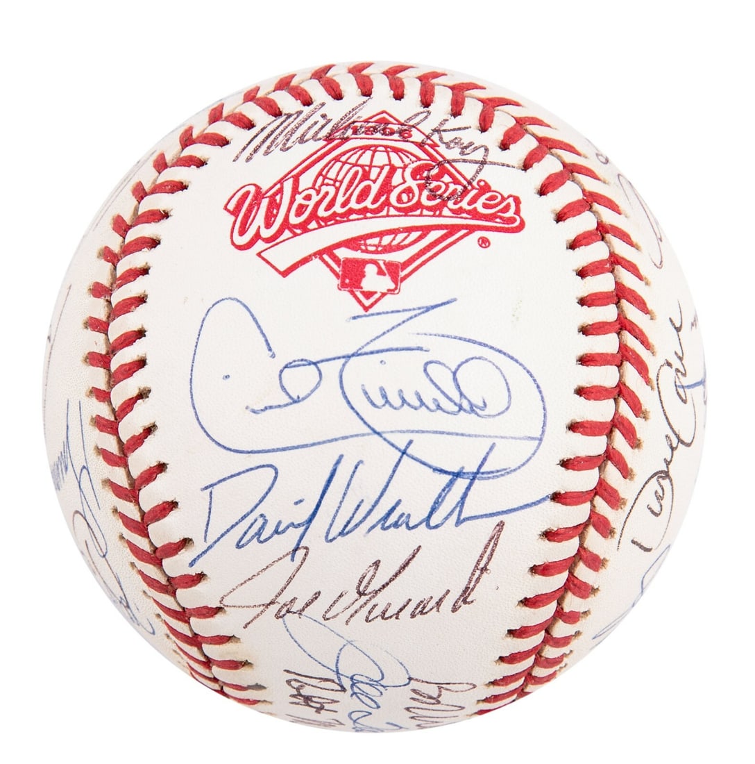 1996 Yankees Team Signed World Series Baseball JSA Authenticated 27 Signatures: 1996 Yankees Team Signed World Series Baseball JSA Authenticated 27 Signatures Celebrate the legacy of the 1996 New York Yankees with this authentic team-signed World Series baseball. This exceptional