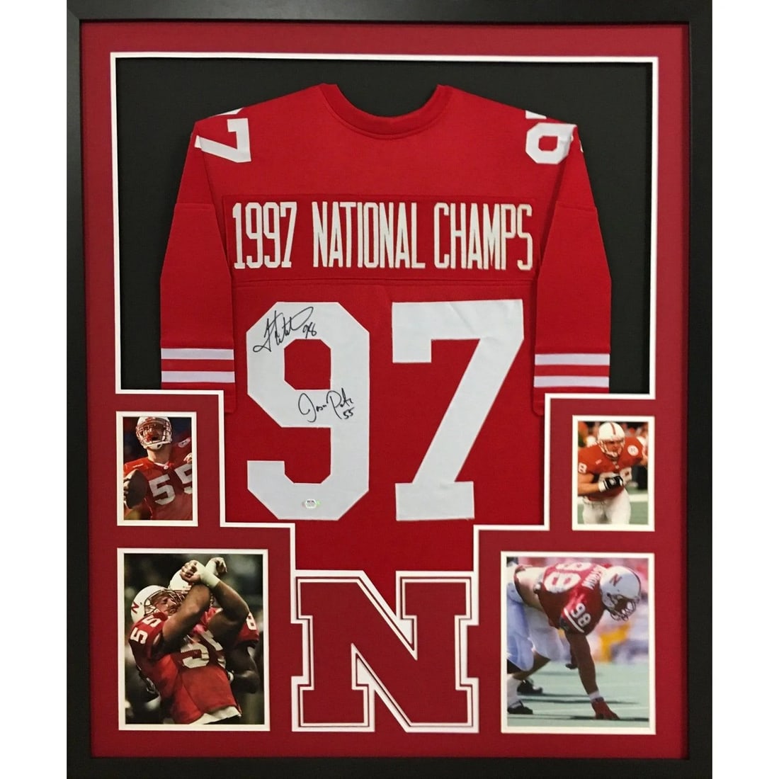 Framed Nebraska National Championship Jersey Signed by Jason Peters and Grant Wistrom JSA (1 of 2)